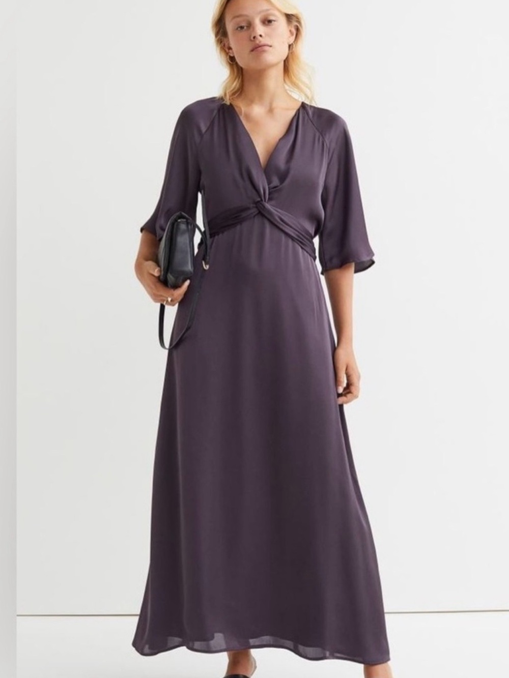 H&M satin purple maxi dress